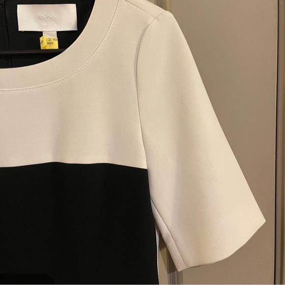 BOSS by Hugo Boss Daina short sleeve sheath dress - black/white - Picture 10 of 12